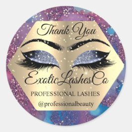 Adesivo Redondo Obrigado Makeup Artist Eyes Blue Violet
