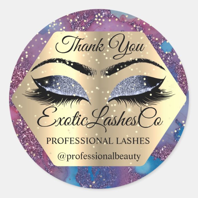 Adesivo Redondo Obrigado Makeup Artist Eyes Blue Violet (Frente)