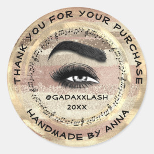 Adesivo Redondo Obrigado Makeup Artist Lash Studio Music Brows