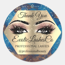 Adesivo Redondo Obrigado Makeup Artista BLUE Rosa LASHES CleaneR