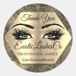 Adesivo Redondo Obrigado Makeup Artista Dourado LASHES Cleane