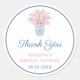 Adesivo Redondo Obrigado Marinho Chá de panela Azul Ginger Jar