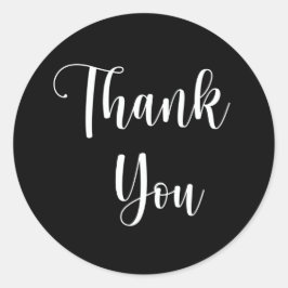Adesivo Redondo Obrigado Minimalista Branco Negro