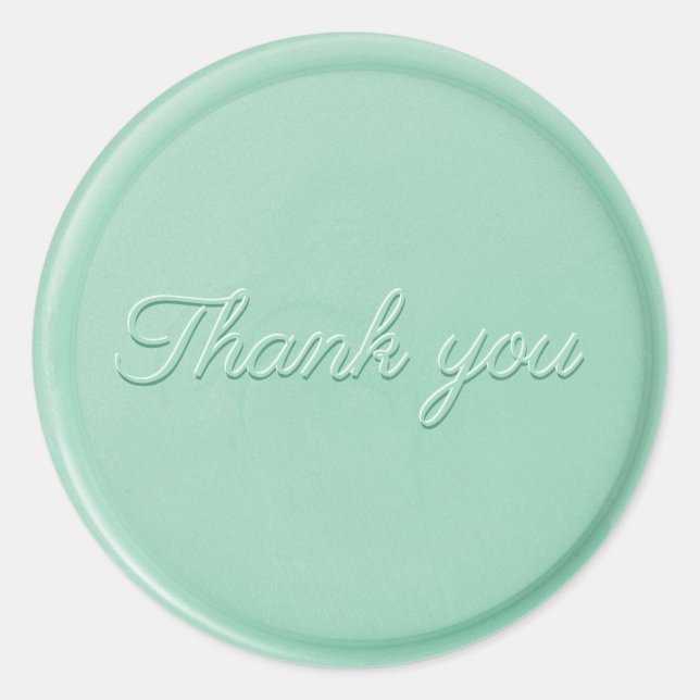 Adesivo Redondo Obrigado Mint Green Wax Seal Sticker (Frente)