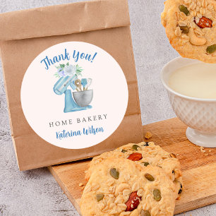 Adesivo Redondo Obrigado Misturador de Flor Azul