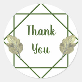 Adesivo Redondo Obrigado Modern Geométrico Watercolor Foliage