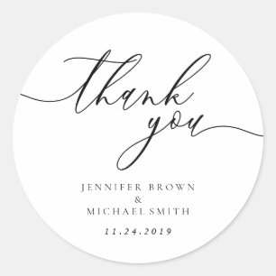 Adesivo Redondo Obrigado modernista simples e limpo