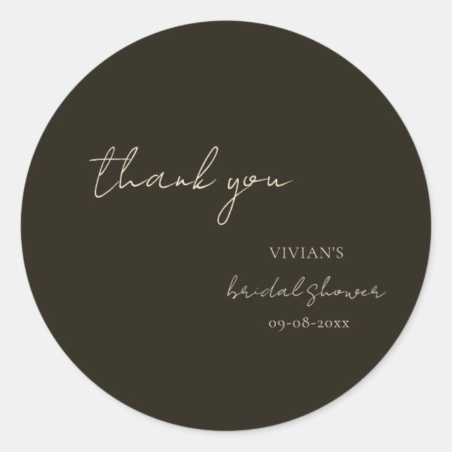 Adesivo Redondo Obrigado Moderno de Caligrafia Verde Escuro para C (Frente)