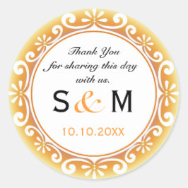 Adesivo Redondo Obrigado Monograma Casamento Favor Etiquetas-Sujei