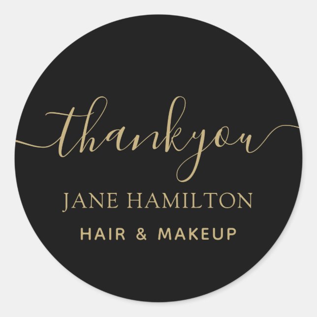 Adesivo Redondo Obrigado Monograma Dourado (Frente)