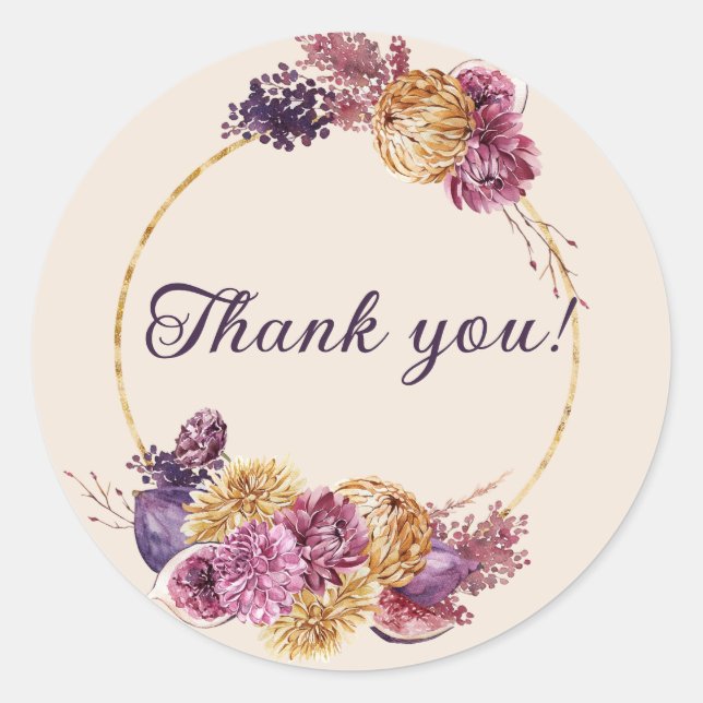 Adesivo Redondo Obrigado monograma em que você pode personalizar o (Frente)