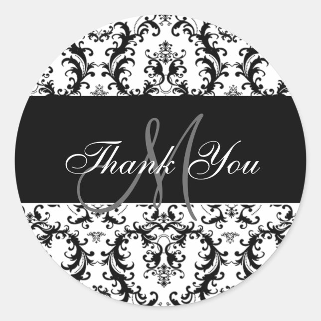 Adesivo Redondo Obrigado Monograma Paisley Wedding (Frente)