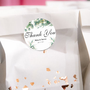 Adesivo Redondo Obrigado natural de eucalipto verde