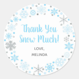Adesivo Redondo Obrigado Neve Muito Favor Sticker Blue & Silver