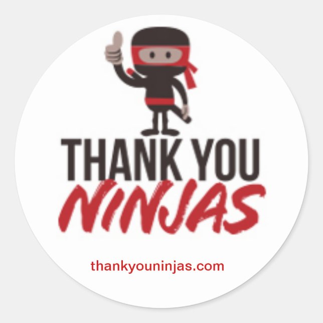 Adesivo Redondo Obrigado Ninjas Stickers (Frente)