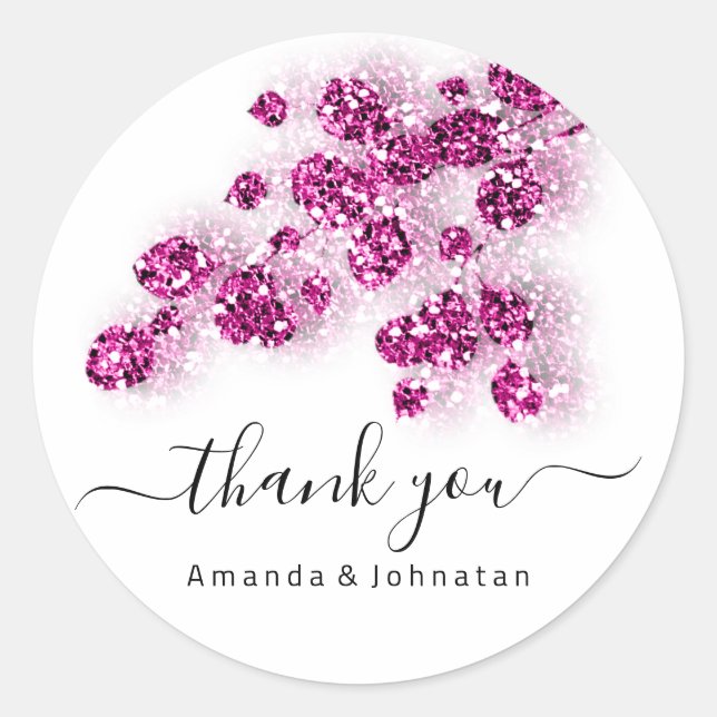 Adesivo Redondo Obrigado Noiva Casamento Sweet16th Lantejoulas Bra (Frente)