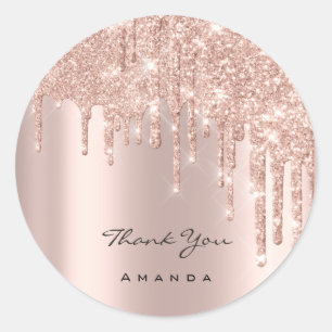Adesivo Redondo Obrigado Nome 16ª Bridal Rosa Glitter Spark VIP