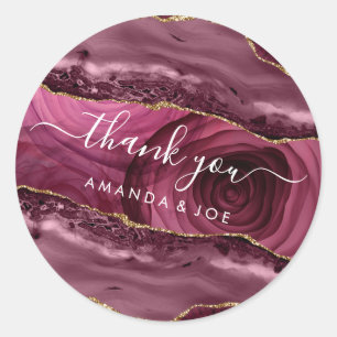 Adesivo Redondo Obrigado Nome 16º Bridal Marsala Rosa Marble