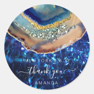 Adesivo Redondo Obrigado Nome 16º Marinho Bridal Glitter Spark