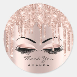 Adesivo Redondo Obrigado Nome 16º Rosa de Bridal Maqueamento