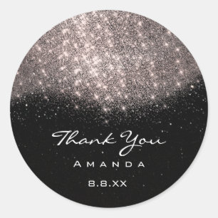 Adesivo Redondo Obrigado Nome 16º Rosa de Bridal Preto