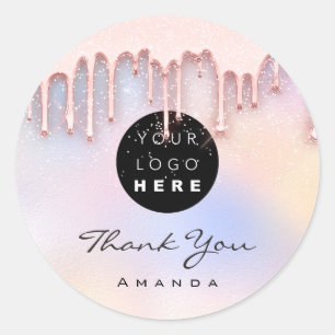 Adesivo Redondo Obrigado Nome Artista De Maquiagem HolographLogoti
