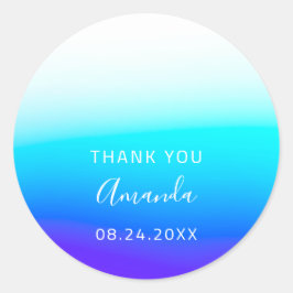Adesivo Redondo Obrigado Nome Data Doce 16º Casamento Bridal Azul