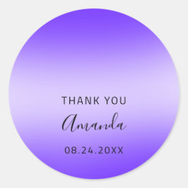 Adesivo Redondo Obrigado Nome Data Doce 16º Casamento Roxo Azul