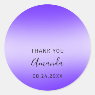 Adesivo Redondo Obrigado Nome Data Doce 16º Casamento Roxo Azul