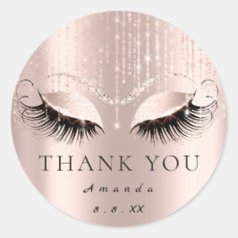 Adesivo Redondo Obrigado Nome Data Rosa Bridal Doce 16º