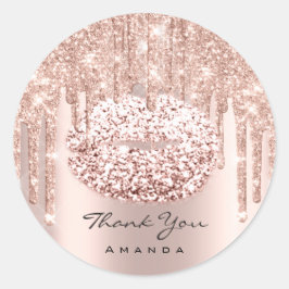 Adesivo Redondo Obrigado Nome do 16º Chá de Noiva Rosa