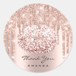 Adesivo Redondo Obrigado Nome Rose Doce 16º Chá de Noiva