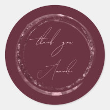 Obrigado Nome Selo Rosa Burgundy Glitter