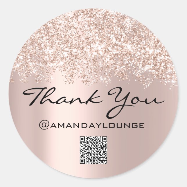 Adesivo Redondo Obrigado Nome URCode do Rosa de Confetti para Pequ (Frente)