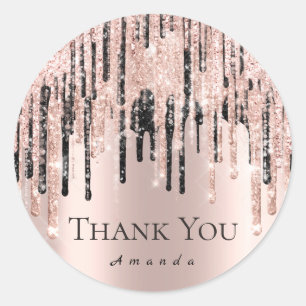 Adesivo Redondo Obrigado Nomear 16ª Bridal Rosa Drips VIP