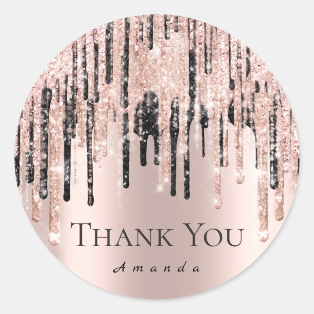 Adesivo Redondo Obrigado Nomear 16ª Bridal Rosa Drips VIP (Frente)