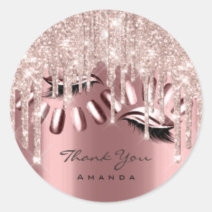 Adesivo Redondo Obrigado Nomear 16ª Unhas De Glitter Rosa Bridal