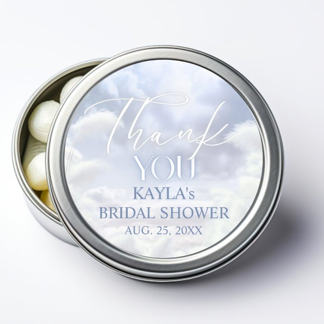 Adesivo Redondo Obrigado Nuvem Nove 9 Chá de Noiva Pampas (Thank You On Cloud Nine 9 Pampas Bridal Shower Classic Round Sticker)