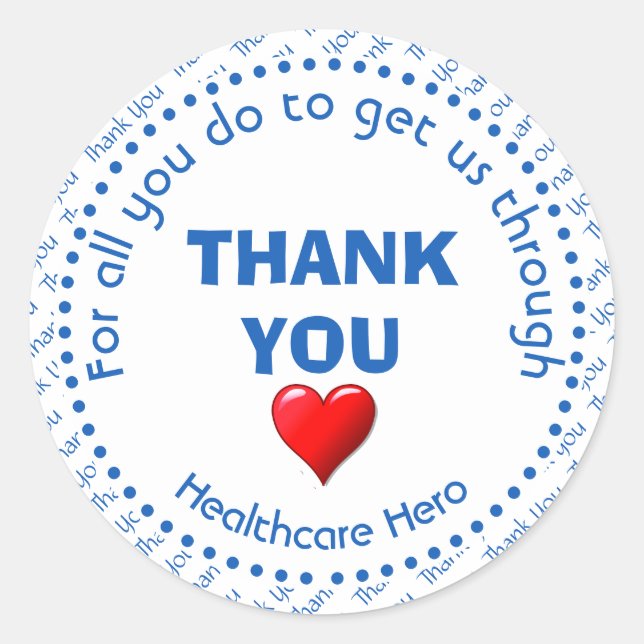 Adesivo Redondo OBRIGADO O Hero de assistência médica personalizáv (Frente)