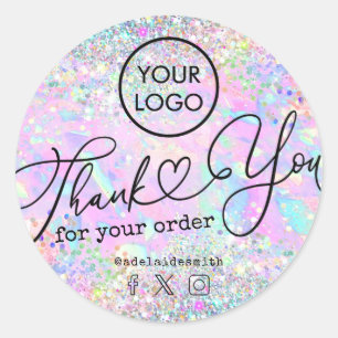 Adesivo Redondo obrigado opal para o glitter