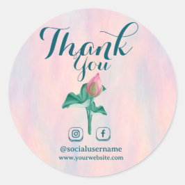 Adesivo Redondo Obrigado Opalescente Lotus Typoografia