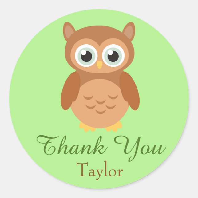 Adesivo Redondo Obrigado Owl (Frente)