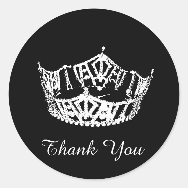 Adesivo Redondo Obrigado Pageant Crown Sticker (Frente)