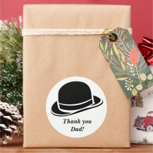 Adesivo Redondo Obrigado Pai chapéu preto