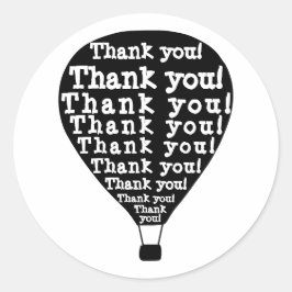 Adesivo Redondo Obrigado Palavra Art Hot Air Balon Black and White