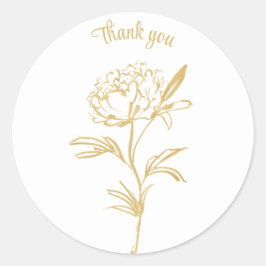 Adesivo Redondo Obrigado, palha dourada desenho rosa