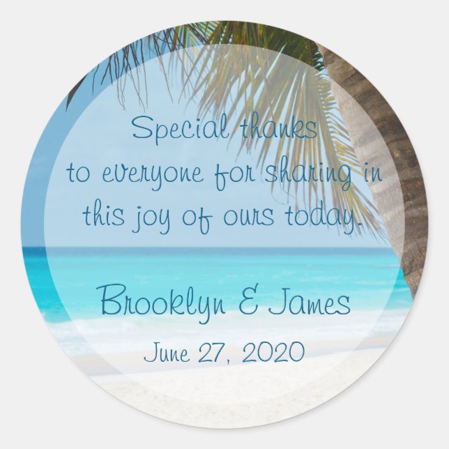 Adesivo Redondo Obrigado Palm Trees Em Palmeiras De Praia (Frente)