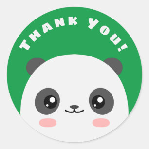 Adesivo Redondo Obrigado Panda Classic Round Sticker
