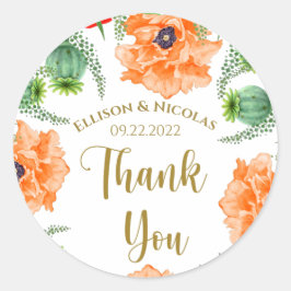 Adesivo Redondo Obrigado papoulas