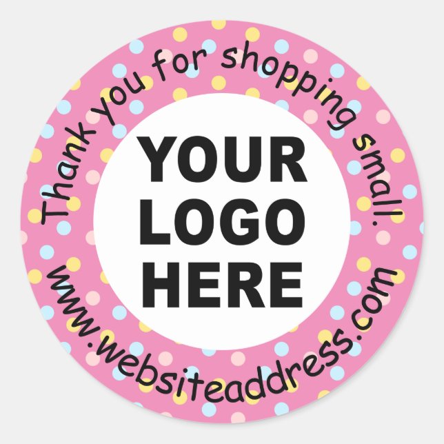 Adesivo Redondo Obrigado para pequenas empresas (Frente)